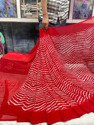 WILLMAKE Printed Bollywood Georgette Saree(Red)