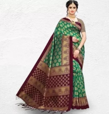 Moda Rapido Printed Chanderi Cotton Blend Saree(Multicolor)