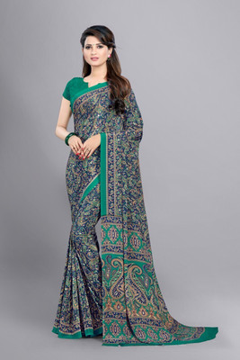 Vimla Printed Daily Wear Crepe Saree(Dark Blue)