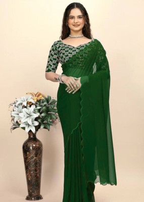 BEST FOR BUYERS Embroidered Bollywood Georgette Saree(Green)