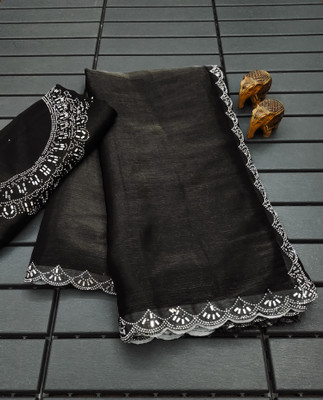 ZOYAL ENTERPRISE Embellished Bollywood Art Silk Saree(Black)