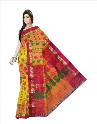 Pradip Fabrics Self Design Tant Silk Blend Saree(Multicolor)