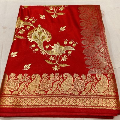 SHOPEEZY TEX FAB Woven Banarasi Art Silk, Silk Blend Saree(Red)