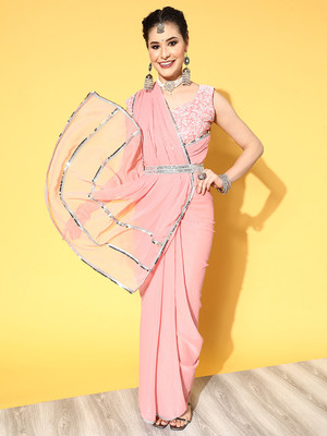 Divastri Embellished Bollywood Georgette Saree(Pink)
