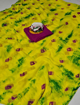 EMMANUEL TRADERS Printed Daily Wear Chiffon Saree(Light Green)
