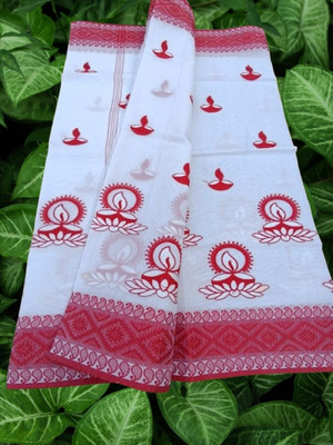 Happy Creation Woven Jamdani Cotton Blend Saree(Multicolor)