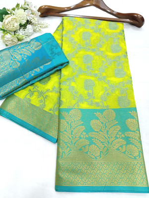 VAKHARIYAFAB Woven, Self Design Kanjivaram Organza, Art Silk Saree(Light Green)