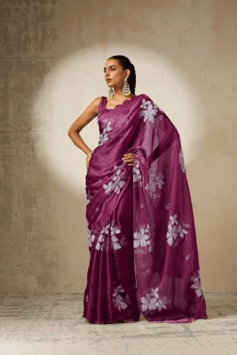 Julee Embroidered Bollywood Organza Saree(Purple)