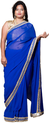 fashnita Embroidered Bollywood Georgette Saree(Blue)
