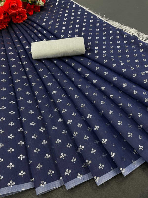 PIYA DESIGNER Printed Chanderi Chanderi Saree(Dark Blue)