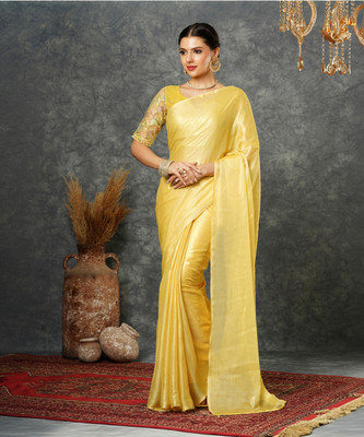 Samah Embellished Bollywood Georgette Saree(Yellow)