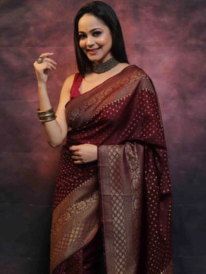 Divastri Woven Kanjivaram Pure Silk, Art Silk Saree(Maroon)