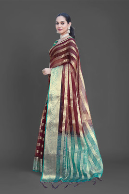 Aarunika SST Woven Bollywood Organza Saree(Magenta)