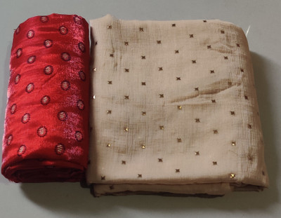 ELEGANCE FAB Polka Print Bollywood Chiffon Saree(Beige)