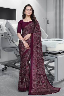 K 5 FASHION Printed Daily Wear Crepe Saree(Magenta)
