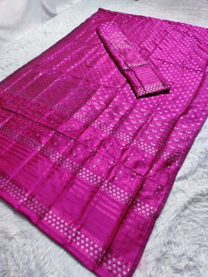 Skiran's Woven Mekhela Chador Polyester Saree(Pink)