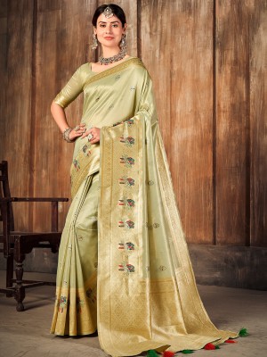 KARAGIRI Self Design Kota Doria Cotton Blend Saree(Green)