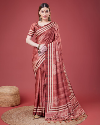 OPA GROUP Digital Print Banarasi Silk Blend Saree(Maroon)