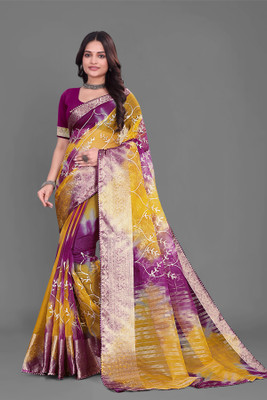 Aarunika SBT Solid/Plain Bollywood Organza Saree(Magenta)