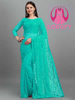LOROFY Self Design Bollywood Net Saree(Multicolor)