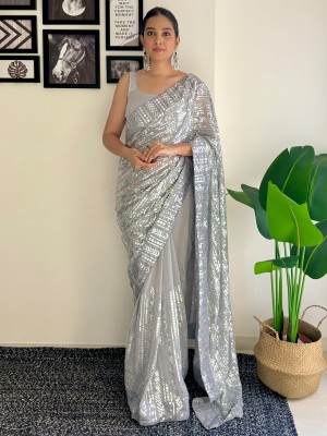 Divastri Embellished Bollywood Georgette Saree(Grey)