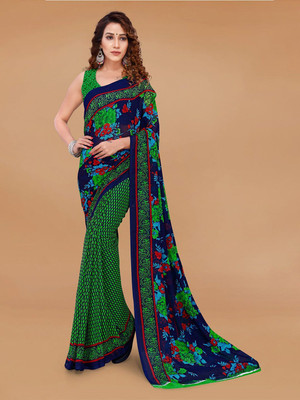 Moda Rapido Printed Daily Wear Georgette Saree(Dark Blue)