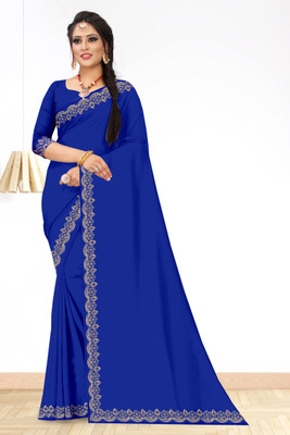 bhumi creation Solid/Plain Banarasi Georgette Saree(Blue)