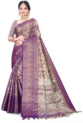 SHREE NATH CREATION Self Design, Solid/Plain Banarasi Cotton Silk, Silk Blend Saree(Magenta)