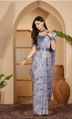 DHANLAXMISAREE Digital Print Daily Wear Linen Saree(Multicolor)