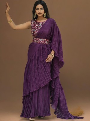 Radhe Fashion Self Design Daily Wear Chiffon Saree(Purple)