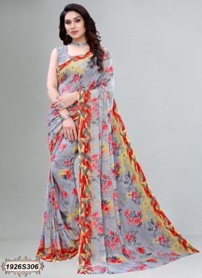 Ratan creation Printed Daily Wear Georgette Saree(Pink)