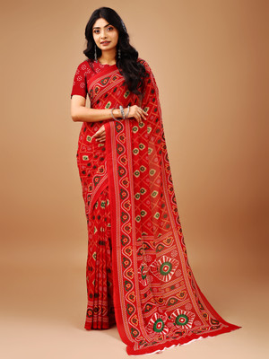 Leelavati Printed Daily Wear Georgette Saree(Red)