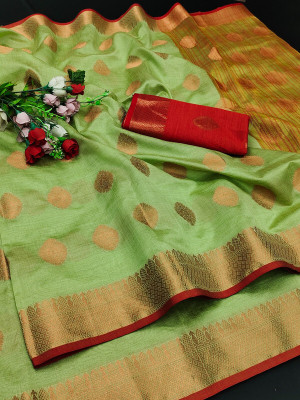 MUSHAK Woven Gadwal Jacquard, Cotton Silk Saree(Multicolor)