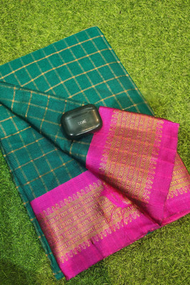 Soft gadowal silk saree Printed Chanderi Art Silk, Pure Cotton Saree(Green, Pink)