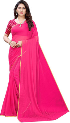 SainiVastra Solid/Plain Bollywood Chiffon Saree(Magenta)