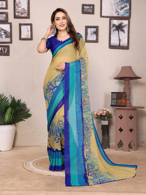 Moda Rapido Printed, Self Design, Floral Print Daily Wear Georgette Saree(Green)