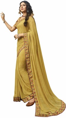 ROOP SUNDARI SAREES Printed, Floral Print Bollywood Georgette, Chiffon Saree(Multicolor, Yellow)