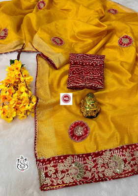 Dhanlaxmi Creation Woven Banarasi Cotton Blend Saree(Yellow)