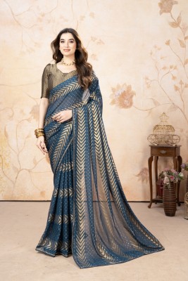 riddhisa fashion Printed Bollywood Georgette Saree(Blue)