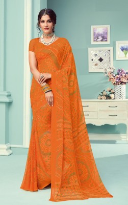 JustEthnic Printed Daily Wear Chiffon Saree(Yellow)