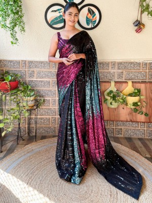 Divastri Embellished Bollywood Georgette Saree(Black)