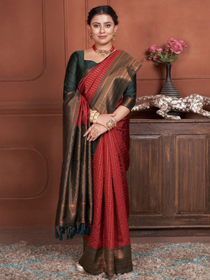 ANOUK Woven Chanderi Georgette Saree(Maroon)