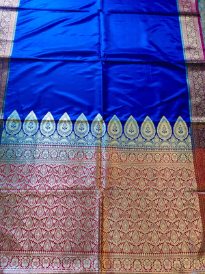 Zohra Mahal Solid/Plain, Embroidered Banarasi Satin Saree(Multicolor)