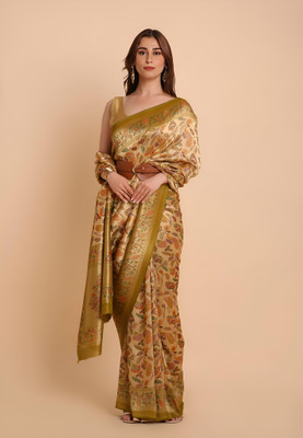 Labheshwari Printed Banarasi Pure Silk Saree(Gold)