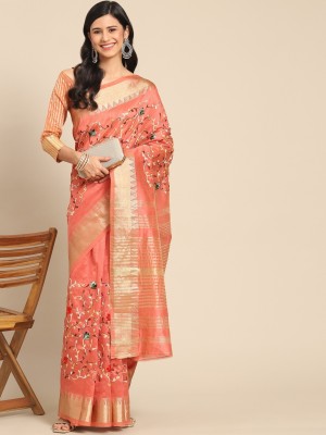 Divastri Embroidered Bollywood Cotton Silk Saree(Orange)