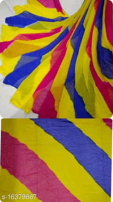 HouseOfCommon Color Block Leheria Chiffon Saree(Multicolor)