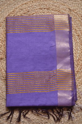 MRIKA Solid/Plain Bhagalpuri Handloom Viscose Rayon Saree(Purple)