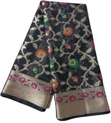 KASHIANS Embroidered Banarasi Georgette Saree(Black)