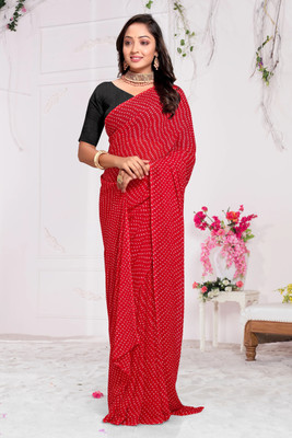 NESHVI ENTERPRISE Printed Bollywood Georgette Saree(Red)