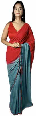 WL BY SHREYA RAJPUT Tie-Dye Bollywood Georgette Saree(Red)